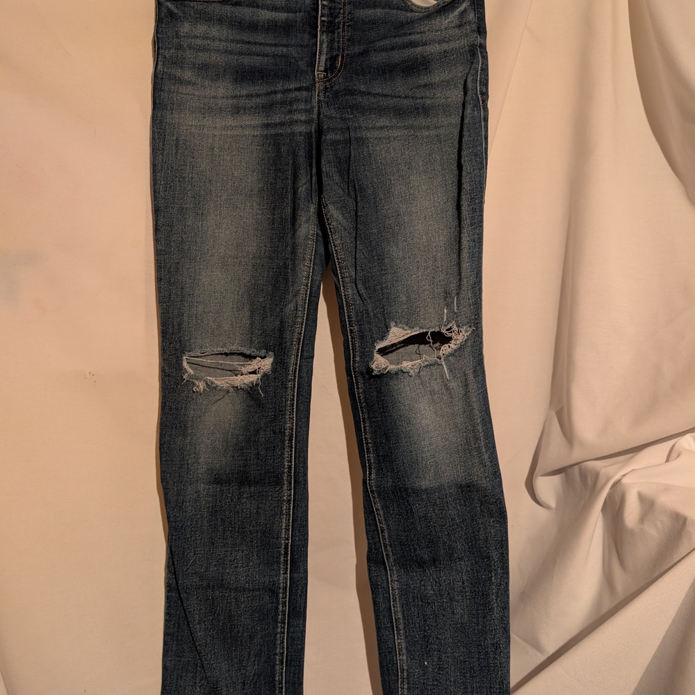 Maurices Dark Blue Distressed Skinny Jeans
